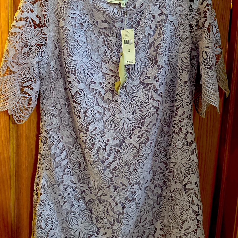 Lavender Anthropologie lace dress NWT size 14